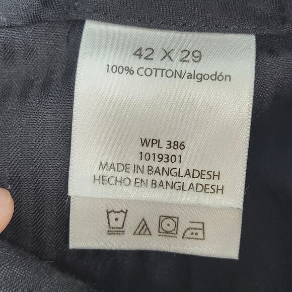 Haggar Pants Men 42x29 Black Classic Fit Work to Weekend Stretch Cotton Chino - Picture 4 of 9